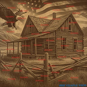 Eagle House, American Patriot, USA Flag, Instatn Download, Laser Burn PNG, 3D Illusion, Ready to Engraving
