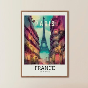 Impresión de viaje de París - Francia, Torre Eiffel, cartel de París, impresión de la torre Eiffel, decoración de la pared del hogar