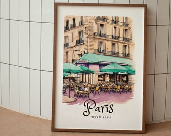 Paris Cafe Wall Print, Paris Cafe Digital Print, Paris Cafe Poster, Paris Cafe Digital Download, Paris Cafe Wall Art