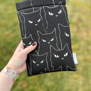 Paperback Book Sleeve Spooky Black Cats Padded Paperback Book Sleeve