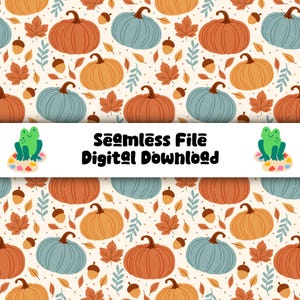 Fall Pumpkins Seamless Pattern | Procreate + PNG Tile | Fabric, Wallpaper, Scrapbooking | Autumn