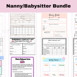 Babysitter Planner, Babysitter Information sheet, Babysitter Binder, Nanny Notes,Nanny binder,Babysitting Kit for Parents Printable
