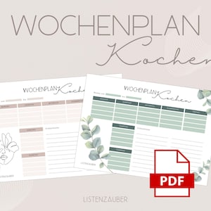 Wochenplan Kochen | Kochplan | Mealplan | Essensplan (PDF-Download)