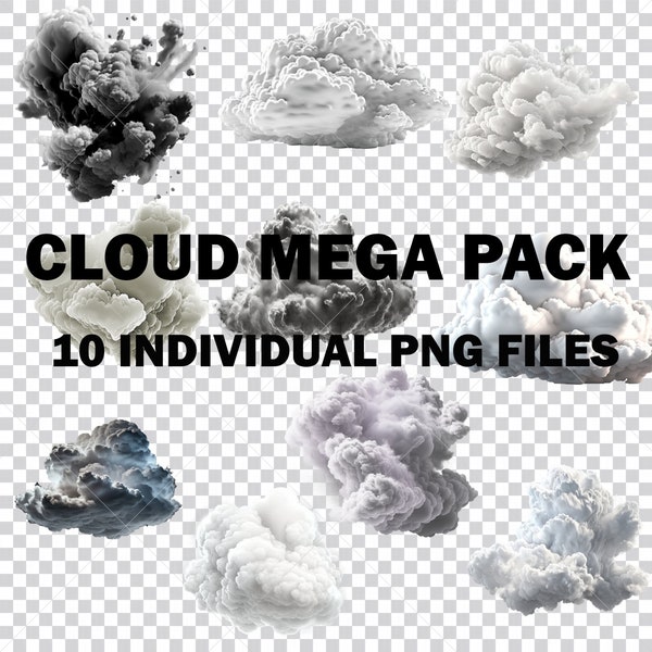 Cloud PNG Mega Bundle - 10 High-Quality Images