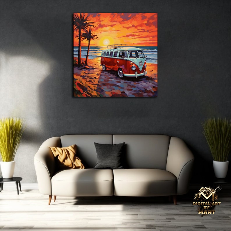 Vw Bus Rear Canvas VW Bus/camper Van Pop Art Canvas or Poster Print - Etsy