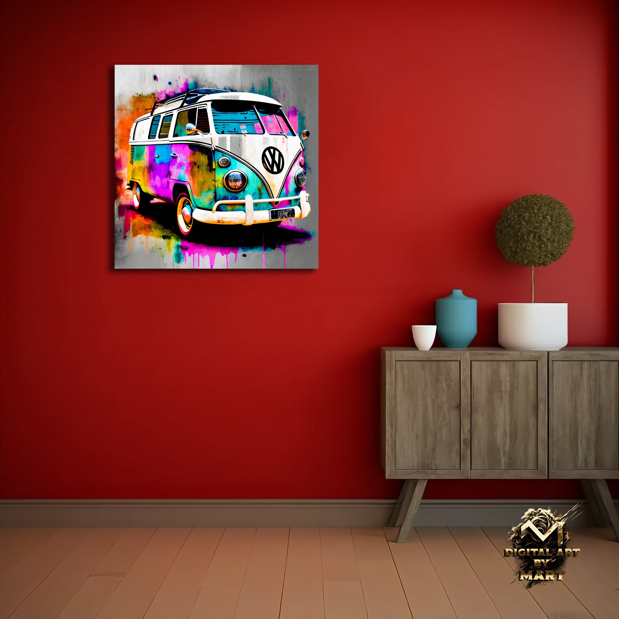 Retro VW Camper Van Canvas or Poster Print Ideal for a Etsy