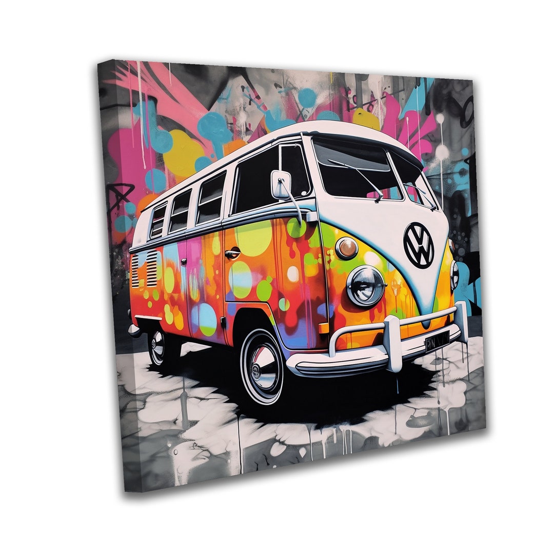Vw Bus Rear Canvas Retro Pop Art VW Camper Van Canvas - Etsy
