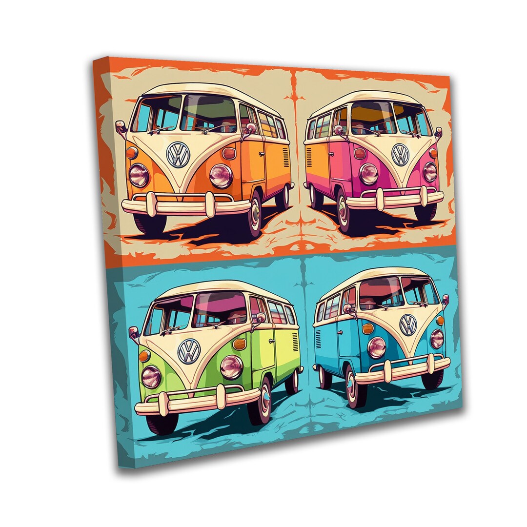 Pop Art Retro VW Bus Canvas or Poster Print Etsy UK