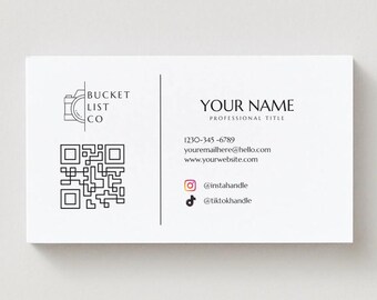 Plantilla de tarjeta de presentación minimalista / Diseño editable en Canva (opción de código QR)