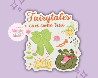 Fairytale Frog Sticker, Princess Crown, Water Lily, Vinyl Decal