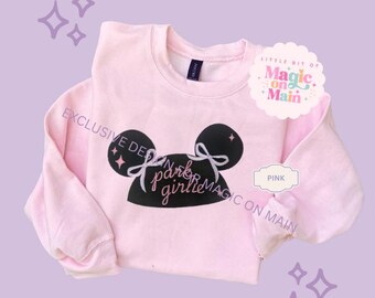 Embroidered Disneyland Bow Shirt, Disneyland Bow Sweater, Pink Disneyland Sweater, Pink Disneyland Sweatshirt, Cute Disneyland Sweatshirt