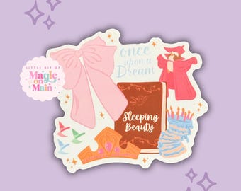 Sleeping Beauty Crown, Cake, Book Sticker, Once Upon a Dream Die-Cut Vinyl Decal
