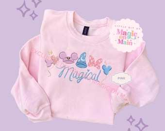 Embroidered Disneyland Bow Shirt, Disneyland Bow Sweater, Pink Disneyland Sweater, Pink Disneyland Sweatshirt, Cute Disneyland Sweatshirt