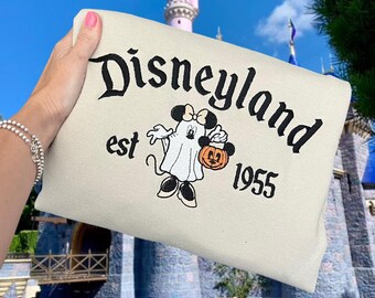 Disneyland Halloween Embroidery, Disneyland Embroidered Sweater, Disneyland Sweatshirt, Disneyland Halloween Shirt, Mickey Ghost Shirt