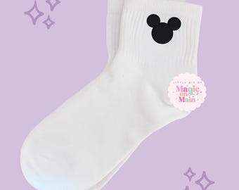 Embroidered Mickey Mouse Socks, Cotton Blend Crew Socks, Theme Park Apparel