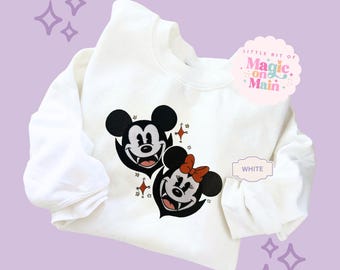 Disneyland Halloween Embroidered Sweatshirt, Mickey Minnie Vampire Design