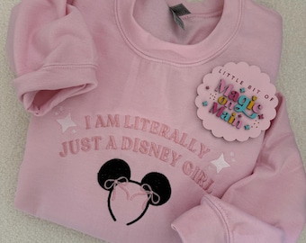 Embroidered Disneyland Bow Shirt, Disneyland Bow Sweater, Pink Disneyland Sweater, Pink Disneyland Sweatshirt, Cute Disneyland Sweatshirt