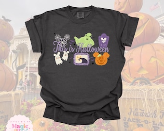 This is Halloween T-Shirt: Comfort Colors, DTG Printed, Spooky Characters