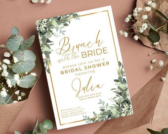 Eucalyptus Bridal Shower Wedding Invitation: Custom Digital Design (PDF)