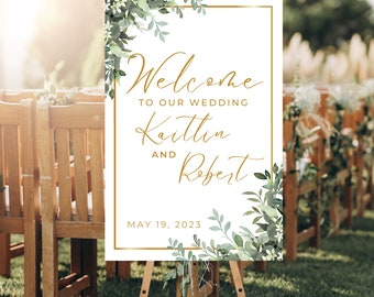 Wedding Welcome Sign,  Eucalyptus Themed,  Customized,  Printable eucalyptus wedding sign