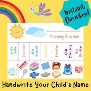 ROUTINE CHART for Toddlers, Morning Checklist for Kids, Morning Routine Chart, Morning Chart, Routine Planner, Routine Checklist