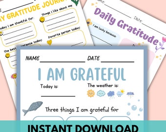 Kids Gratitude Journal Printable, Fun Learning Activity (Digital Download)