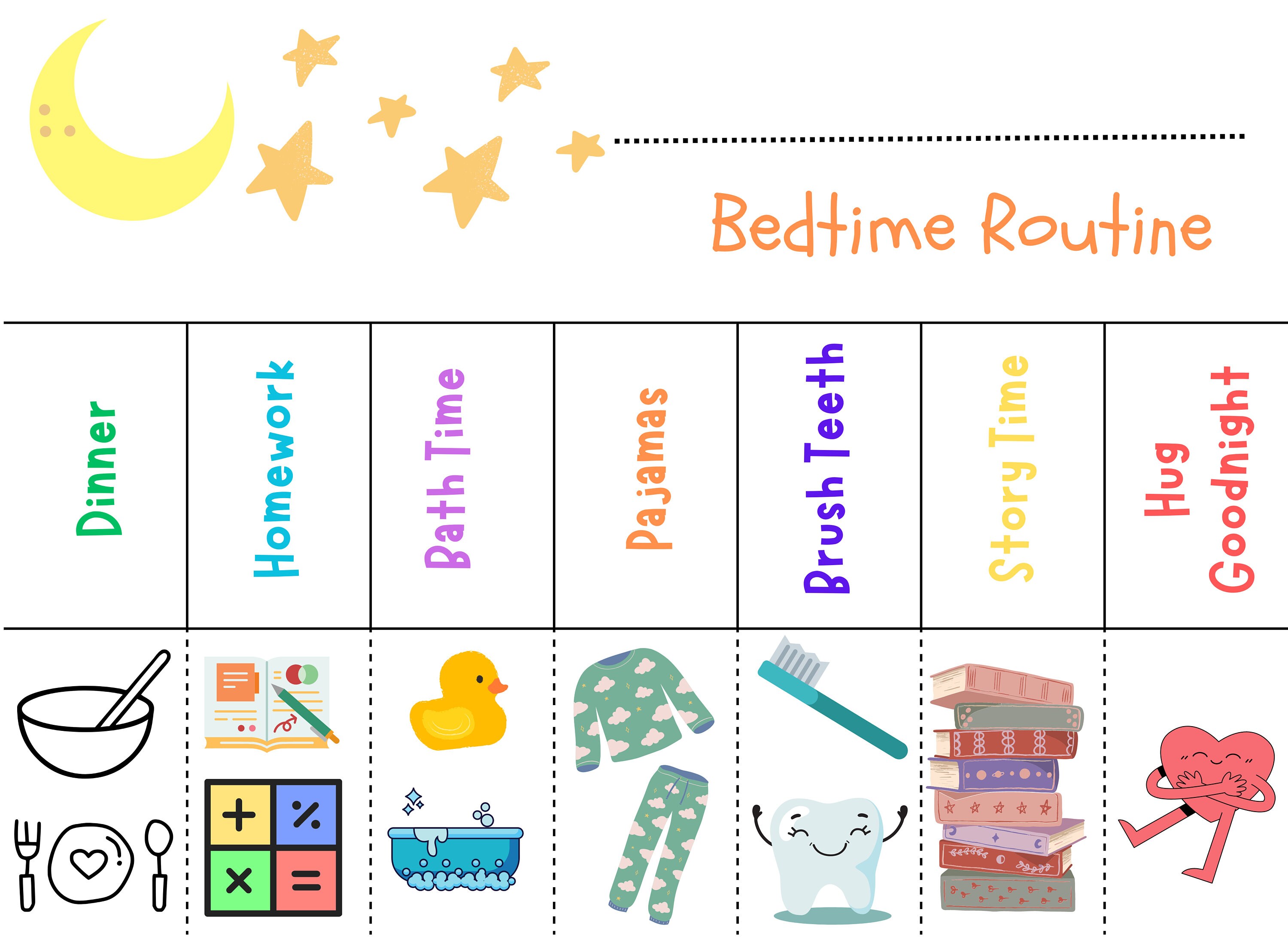 Toddler Bedtime Routine Chart, Kids Checklist (digital Download) - Etsy