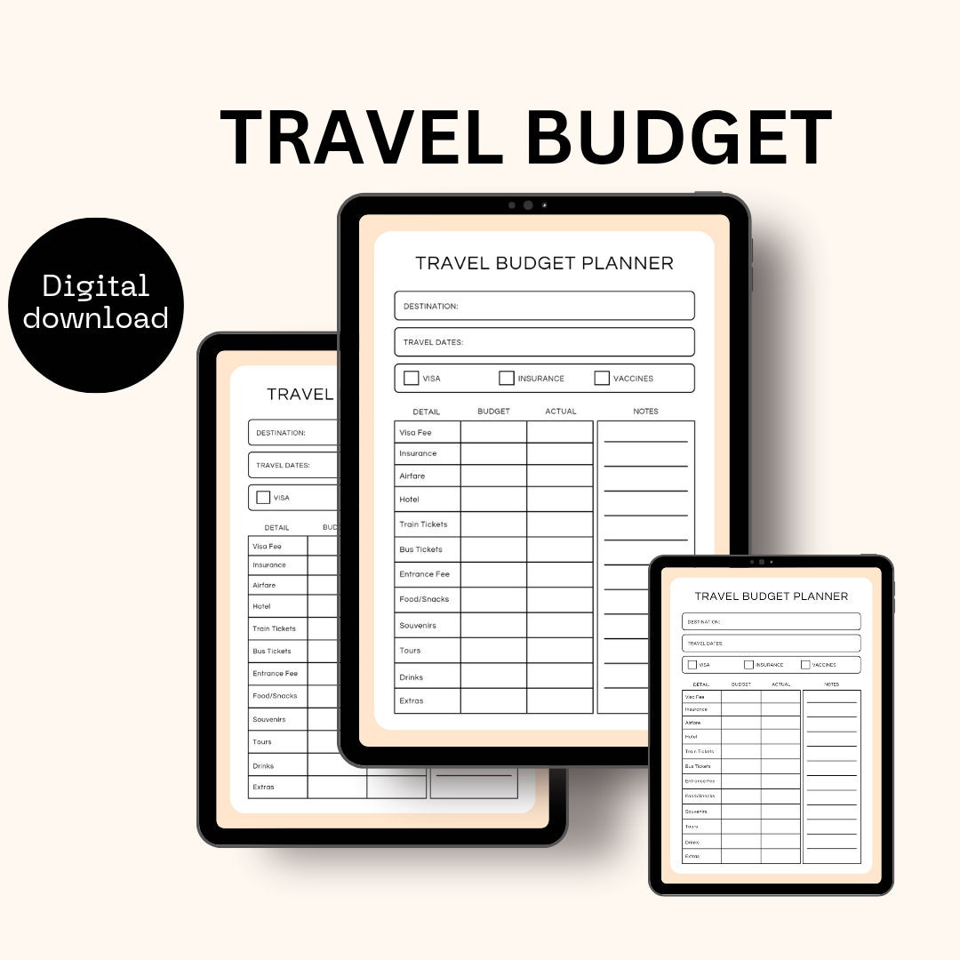 Travel Budget Planner, Printable Travel Itinerary, Travel Overview ...