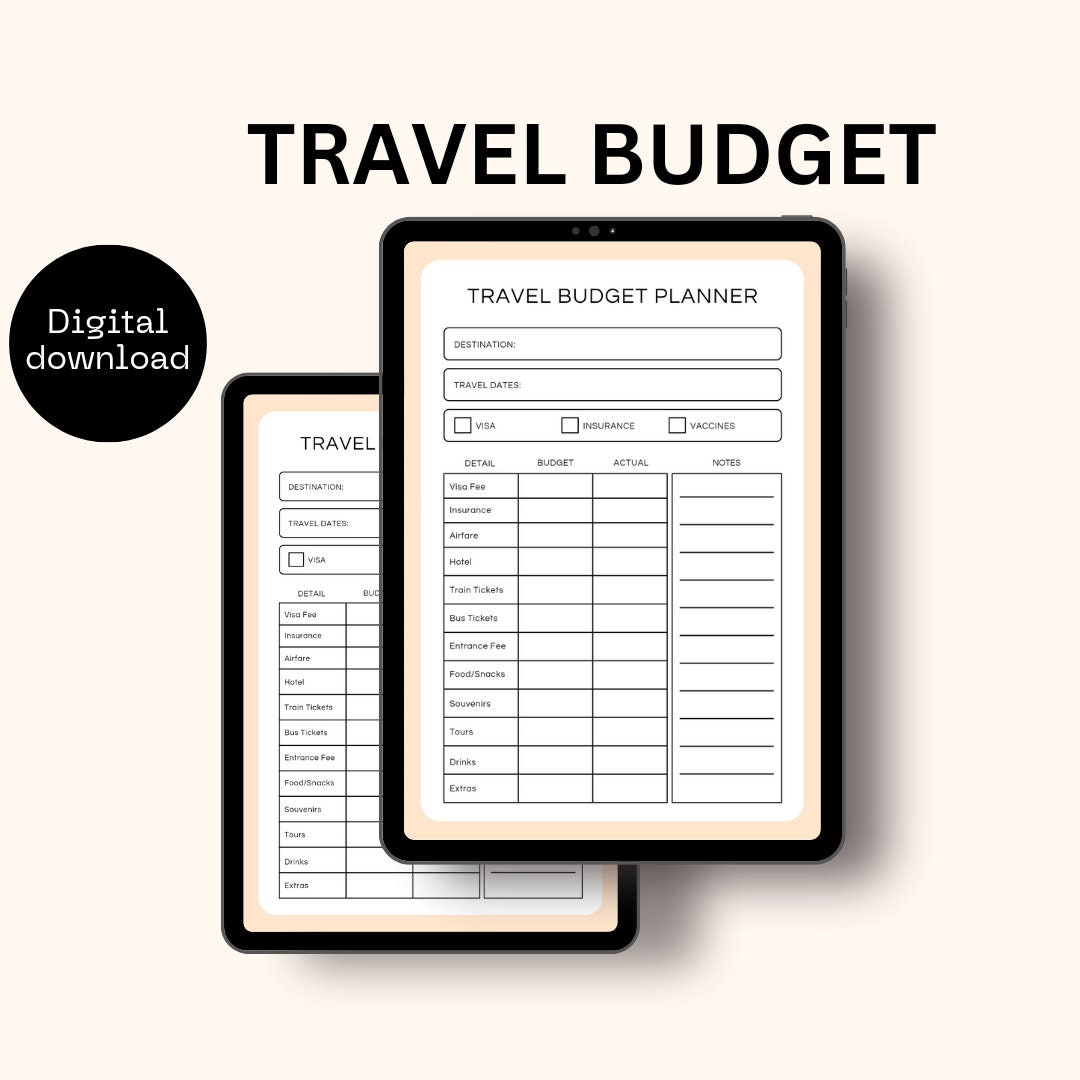 Travel Budget Planner, Printable Travel Itinerary, Travel Overview ...