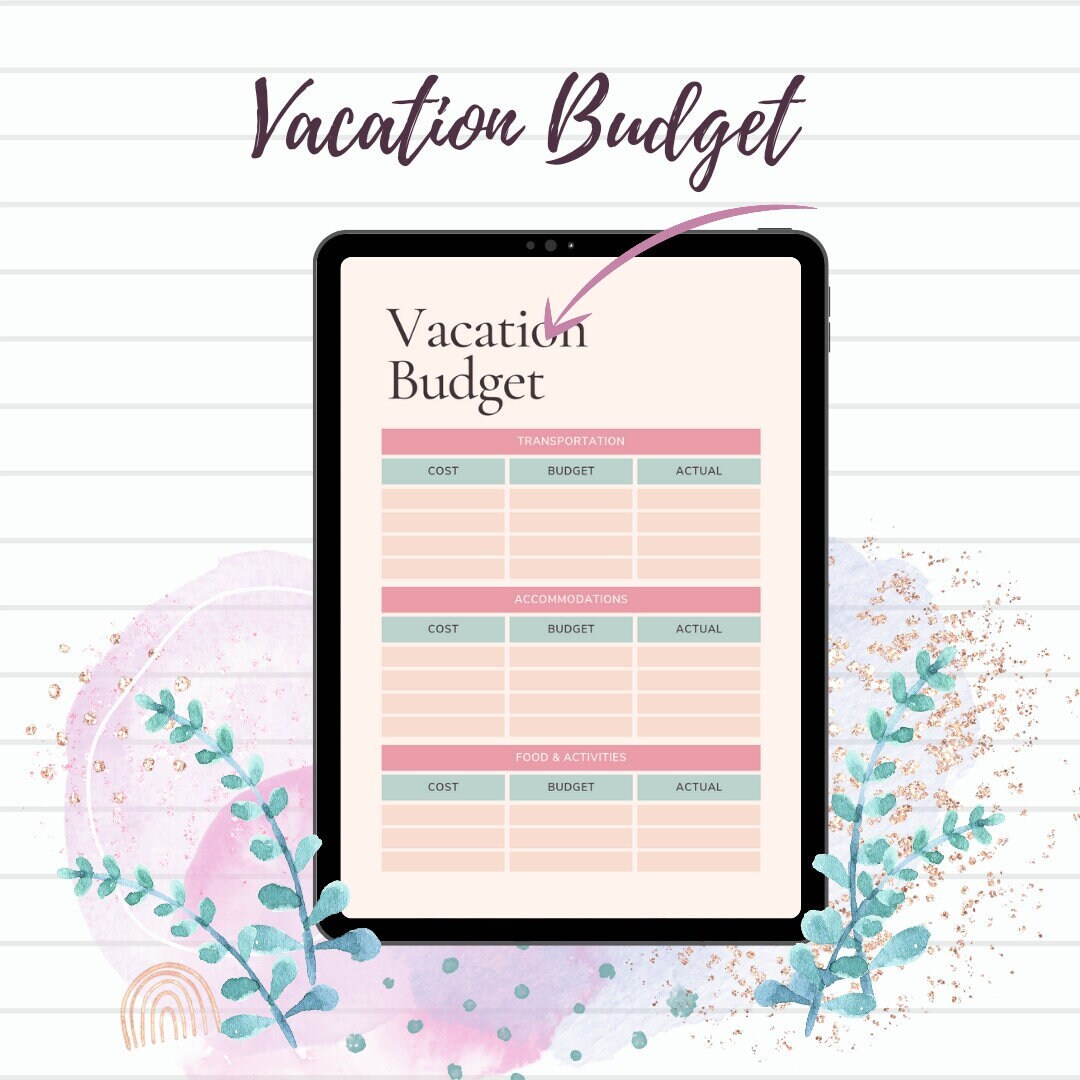 Vacation Budget Planner, Printable Travel Itinerary, Travel Overview