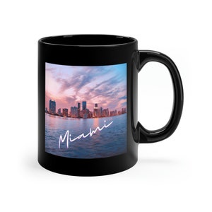 Miami Skyline Black Coffee Mug, 11oz