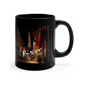 Paris Skyline Black Coffee Mug, 11oz