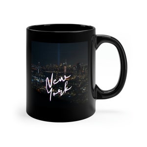 New York Skyline Black Coffee Mug, 11oz