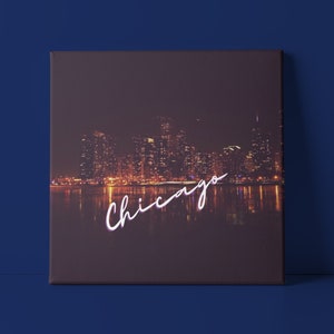 Chicago Skyline Wall Decor, Matte Canvas, Square