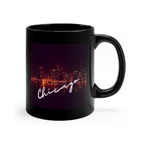 Chicago Skyline Black Coffee Mug, 11oz