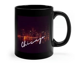 Chicago Skyline Black Coffee Mug, 11oz