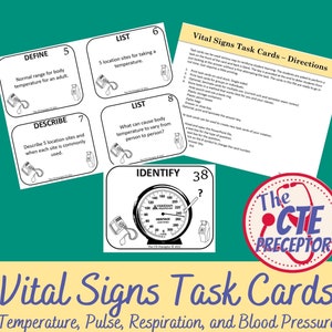 Vital Signs, Task Cards, Flashcards, Study, Health Science, Review