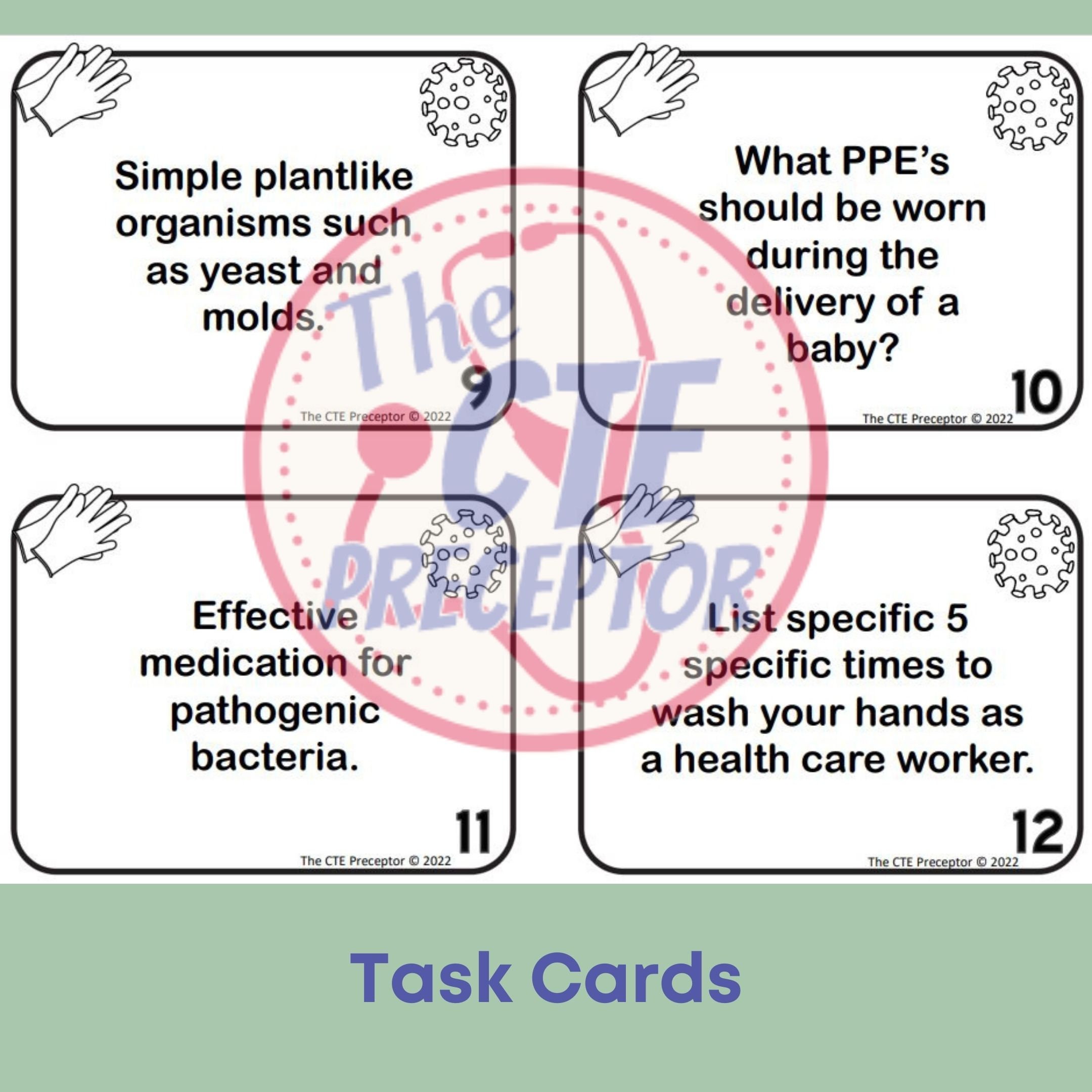 Infection Control, Task Cards, Flashcards, Health Science, Review, Study Etsy