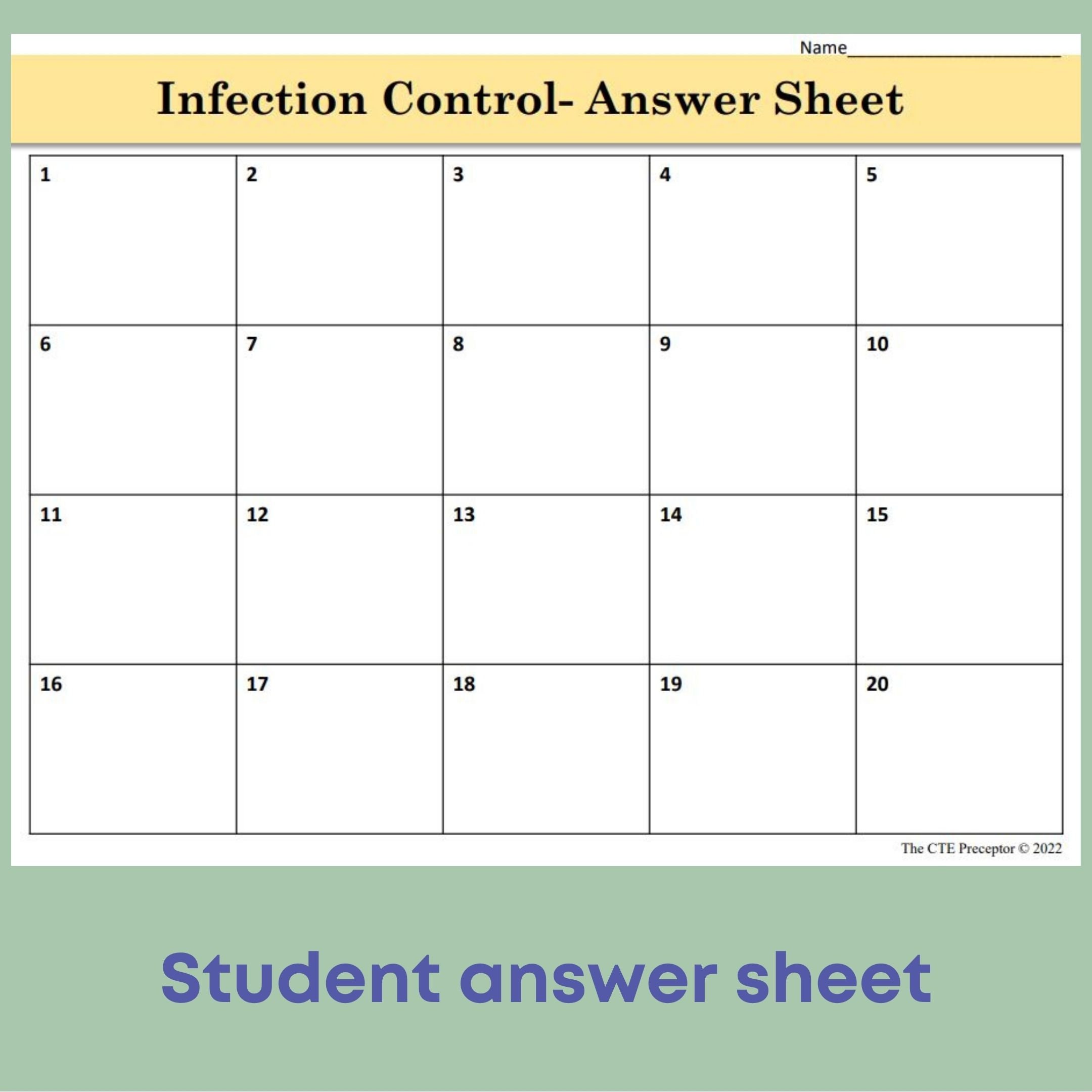 Infection Control, Task Cards, Flashcards, Health Science, Review