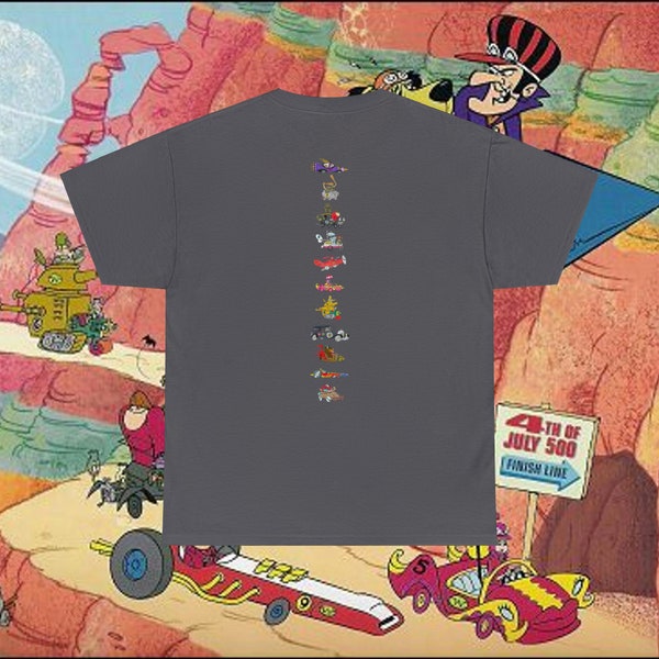 Wacky Races Tshirt - Large - vintage style 90s TV Show memorabilia - Charcoal Black - premium retro quality - Dick Dastardly & Muttley