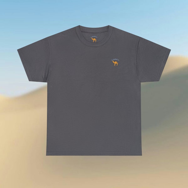 T-shirt avec logo Camel Cigarettes - Moyen - Noir anthracite - Logo et graphisme Joe Camel - Style vintage - Coton épais de haute qualité pour hommes