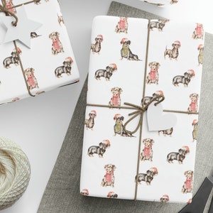 Christmas Gift Wrap, Dog Wrapping Paper, Unique Holiday gifts, Christmas Wrapping Paper, Dachshund wrapping paper, Vintage Gift Wrap, Dog