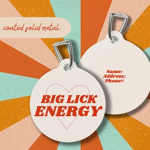 Pet ID Tag, Double Sided Dog Tag, Id Tag for Pet, Personalized ID Tag, Dog Tag, Custom Pet Tag, Cute Dog Tag, Retro ID Tag, Big Lick Energy