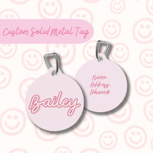 Custom Pet ID Tag, Double Sided Dog Tag, Id Tag for Pet, Personalized ID Tag, Pink Dog Tag, Custom Pet Tag, Cute Girly Dog Tag, Cat Id Tag