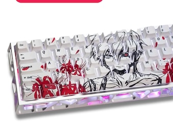 73 Key Anime Style Keycap Set – Cherry Profile Red & White PBT Mechanical Keyboard Caps