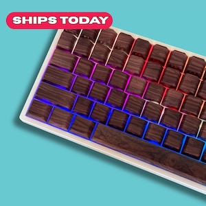 Rustic Wood Grain Keycaps Set - Wooden Backlit RGB Compatible | Mechanical Keyboard Cherry MX Keycaps | Gamer & Desk Setup Gift For Him
