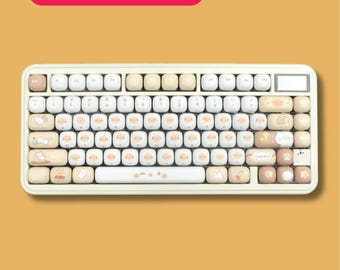 Cute Cat PBT Keycap Set — 140 Keys, MOG Profile, Kawaii Pastel Theme for Mechanical Keyboards - Ships Today