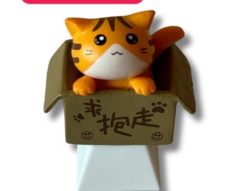 Artisan Resin Orange Cat ESC Keycap, Compatible With MX Stem Switches And Similar.