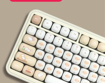 Juego de 140 teclas con diseño de gato – Teclas para teclado mecánico Kawaii con perfil MOG y un lindo diseño de gatito