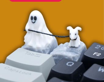 Teclas artesanales de fantasma de Halloween, 2 teclas de resina, compatibles con MX para teclados mecánicos - Envío hoy